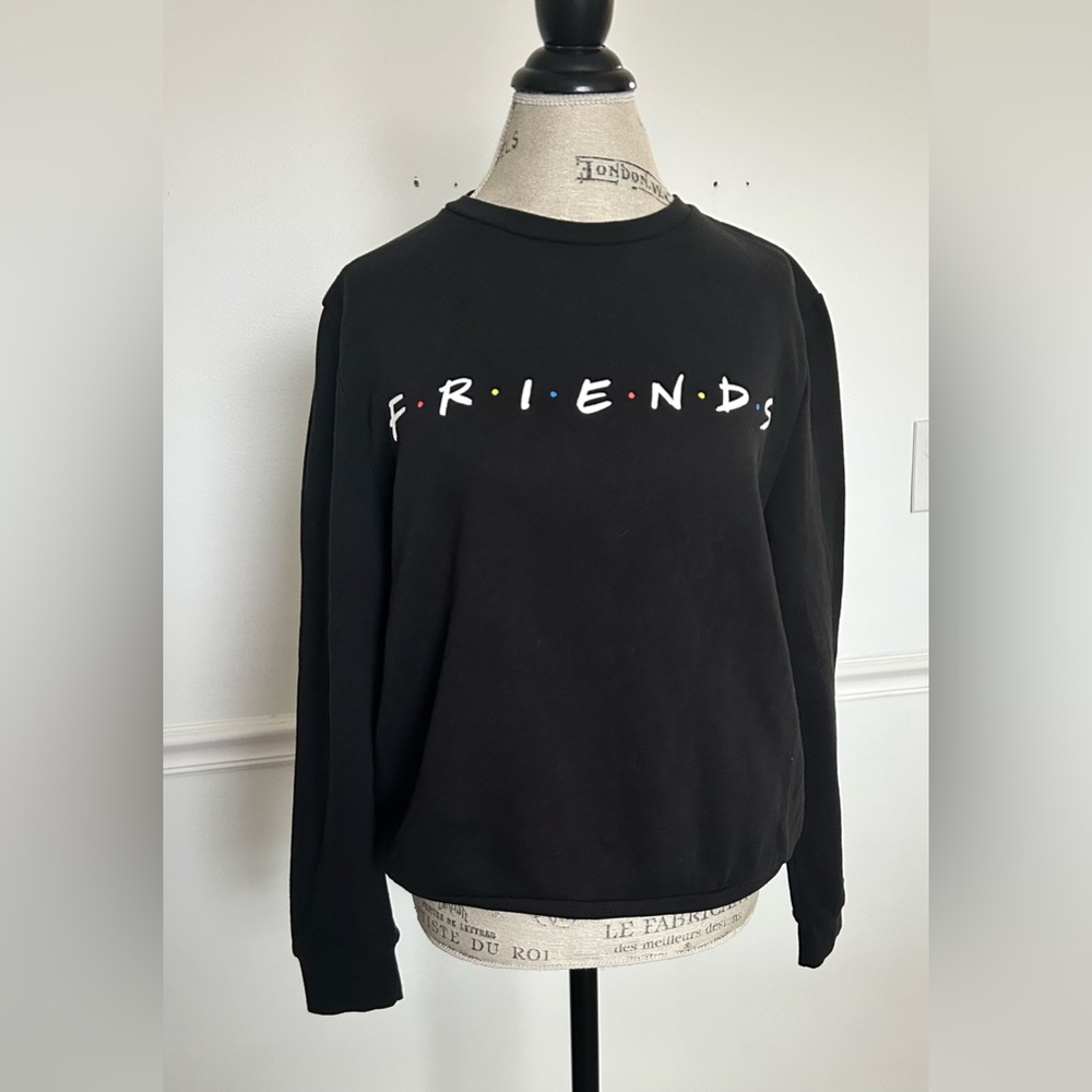 FRIENDS Black Crewneck Sweatshirt with Multicolor Dots